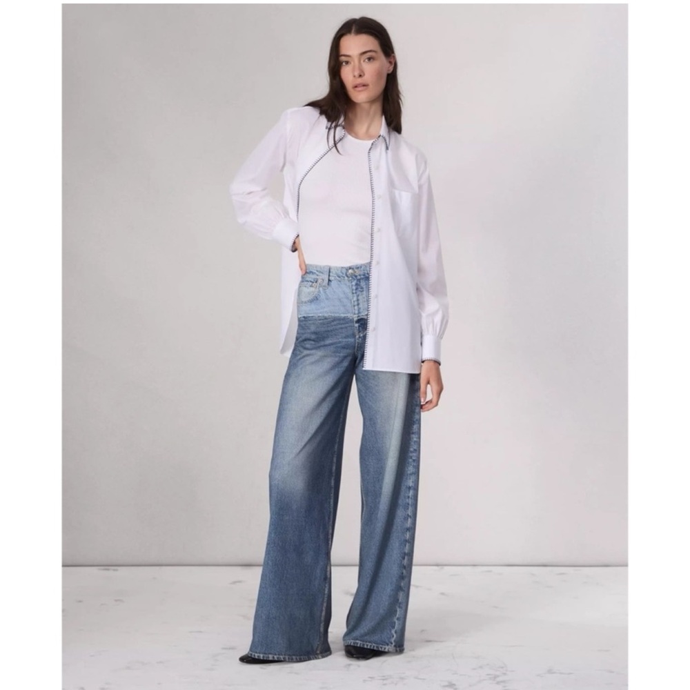 Rag & Bone Miramar Sofie Wide-Leg Pants Sweatpant Jeans Blue 27 - Picture 12 of 12